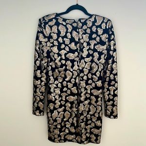 Velour and gold sequin mini dress